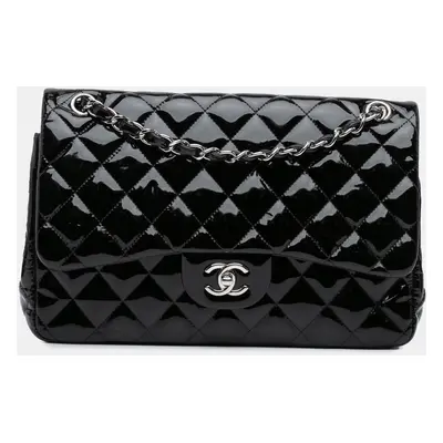 Chanel Black Jumbo Classic Patent Double Flap Bag