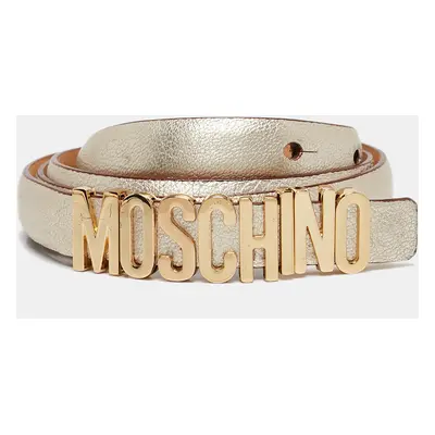 Moschino Gold Leather Classic Logo Slim Belt