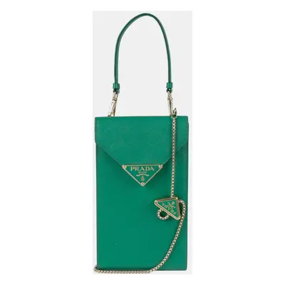 Prada Mini Triangle Logo Chain Tote And Shoulder Bag