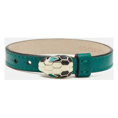 Bvlgari Serpenti Forever Enamel Leather Gold Tone Bracelet