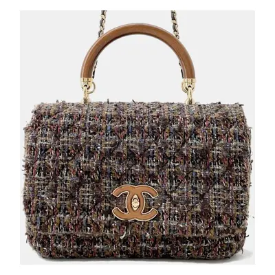 Chanel Multicolor Tweed and Wood Chain Shoulder Bag