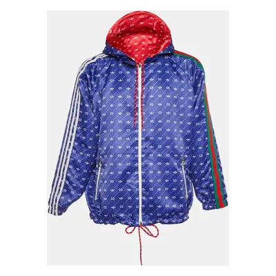 Gucci x Adidas Red/Blue Monogram Print Synthetic Reversible Jacket