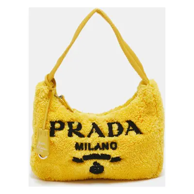 Prada Yellow Terry Cloth Mini Re-Edition Baguette Bag