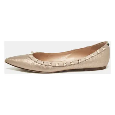 Valentino Metallic Leather Rockstud Ballet Flats Size