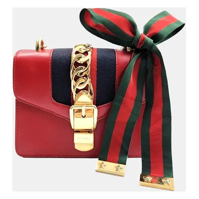 Gucci Red Leather Mini Sylvie Bag