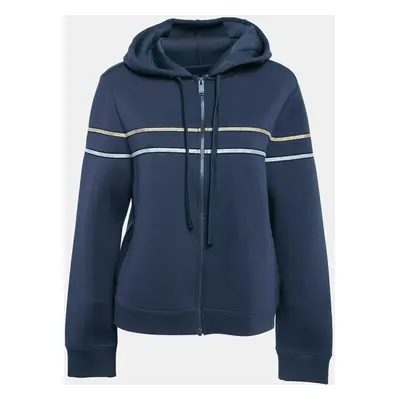 Zadig & Voltaire Navy Blue Striped Neoprene Zip Up Hoodie