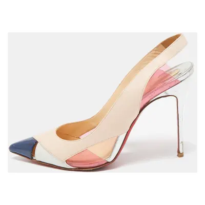 Christian Louboutin Tricolor Leather Air Chance Slingback Pumps Size 37.5