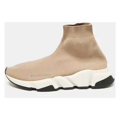 Balenciaga Beige Knit Fabric Speed High Top Sneakers Size