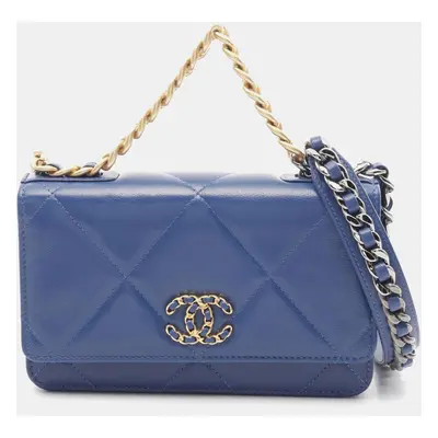 Chanel Blue Lambskin Leather Shoulder Bag