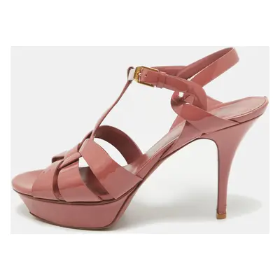 Saint Laurent Pink Patent Leather Tribute Sandals Size