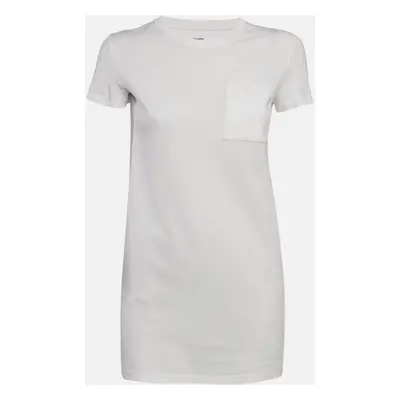 Hermès White Embroidered Pocket Jersey T-Shirt Dress