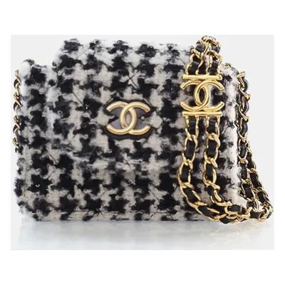 Chanel Mini CC Accordion Flap Bag B/W Tweed