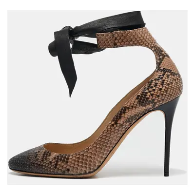 Jimmy Choo Two Tone Snakeskin Leather Ankle Strap Pumps Size