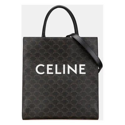 Celine Black Medium Triomphe Coated Canvas Vertical Cabas Satchel