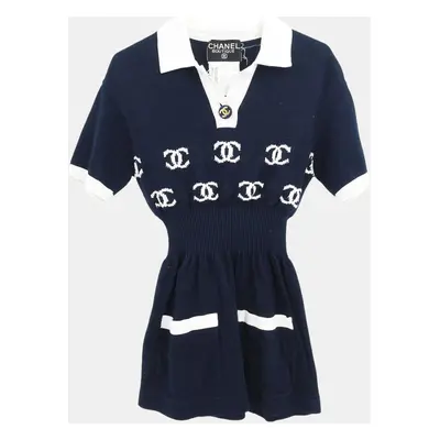 Chanel Navy Knit Short Sleeve Top