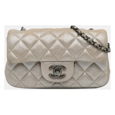 Chanel Gold Extra Mini Rectangular Classic Metallic Calfskin Single Flap