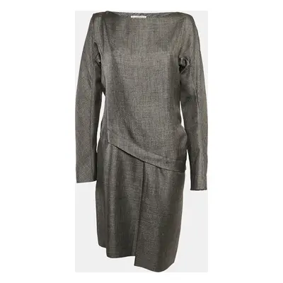 Balenciaga Grey Wool Blend Midi Dress