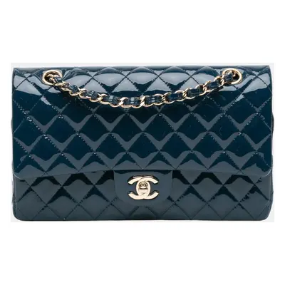 Chanel Blue Medium Classic Patent Double Flap