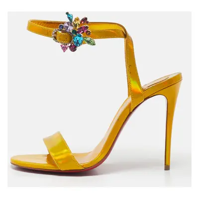 Christian Louboutin Yellow Iridescent Leather Goldie Joli Sandals Size