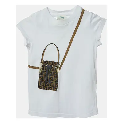 Fendi White FF Bag Print Cotton T-Shirt Yrs