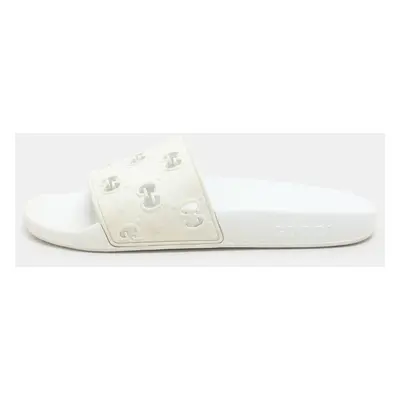 Gucci White Rubber GG Slide Sandals Size