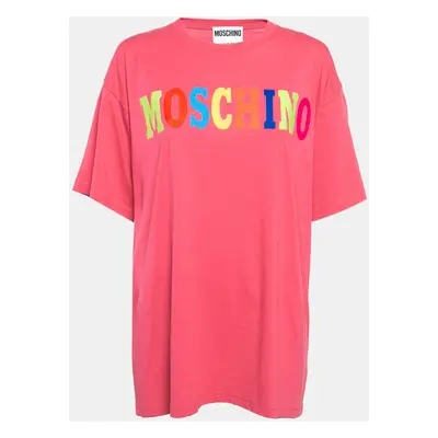 Moschino Couture Pink Logo Applique Jersey T-Shirt