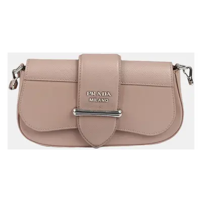 Prada Pink Saffiano Leather Sidonie Clutch And Crossbag