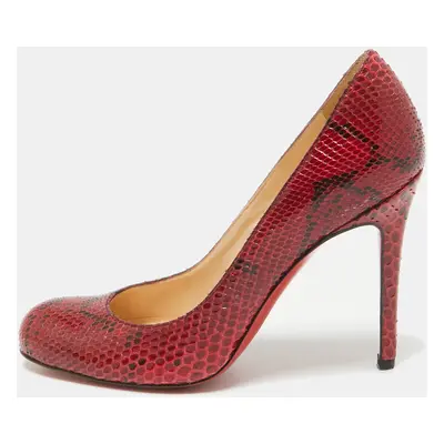 Christian Louboutin Red/Black Python Leather Simple Pumps Size