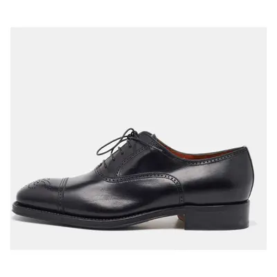 Salvatore Ferragamo Black Leather Brogue Wingtip Oxfords Size 41.5