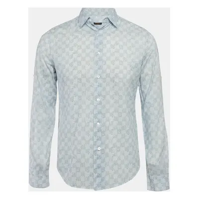 Louis Vuitton Blue Printed Cotton Button Front Shirt