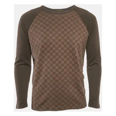 Louis Vuitton Brown Damier Print Jersey Long Raglan Sleeve T-Shirt