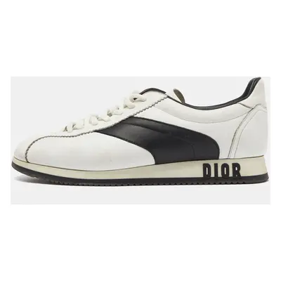 Dior White/Black Leather Low Top Sneakers Size