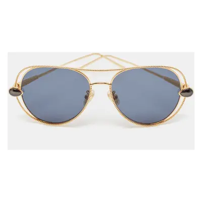 Boucheron Navy Blue/Gold BC Round Sunglasses