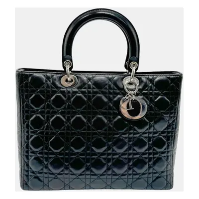 Christian Dior black silver leather Lady handbag