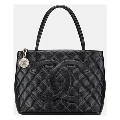 Chanel Black Caviar Medallion Tote Bag