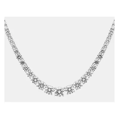 18k White Gold Round Brilliant Cut Lab Grown Diamonds Graduating Necklace (Approx 10.35 ct)