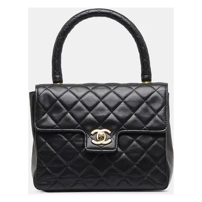 Chanel Black Small Lambskin Kelly Top Handle Bag