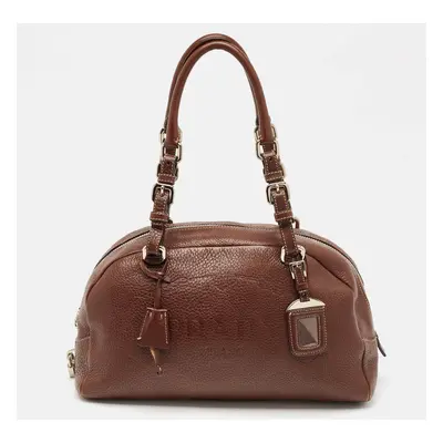 Prada Dark Brown Leather Bauletto Bag