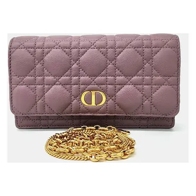 Dior Pink Leather Caro Pouch Chain Crossbody Bag