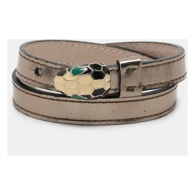 Bvlgari Metallic Leather Serpenti Forever Wrap Bracelet