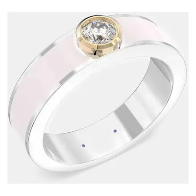 14K Yellow Gold Classic Light Pink Ceramic Sterling Silver Lab Grown Diamond Round Band US