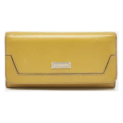 Burberry Yellow Leather Continental Wallet