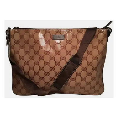 Gucci Coated Monogram Canvas Slim Messenger Shoulder Bag