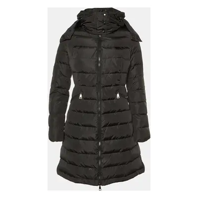 Moncler Black Nylon Flamette Quilted Coat