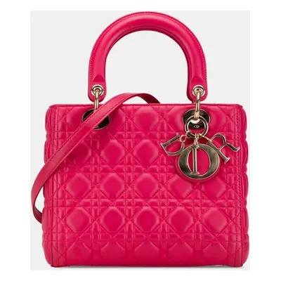 Dior Pink Medium Lambskin Cannage Lady Dior