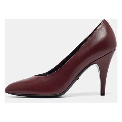 Gucci Burgundy Leather Pointed Toe Pumps Size 37.5