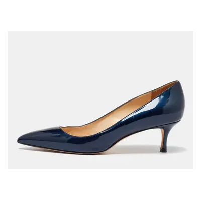 Manolo Blahnik Blue Patent Leather Pointed Toe Pumps Size