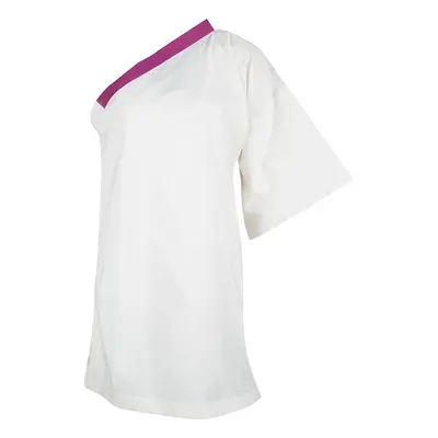 Bottega Veneta Cream and Purple One Shoulder Tunic Top