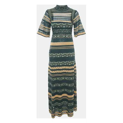 M Missoni Green Patterned Knit Maxi Dress