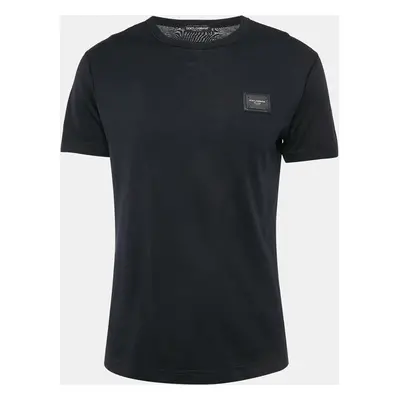 Dolce & Gabbana Navy Blue Cotton Crew Neck T-Shirt